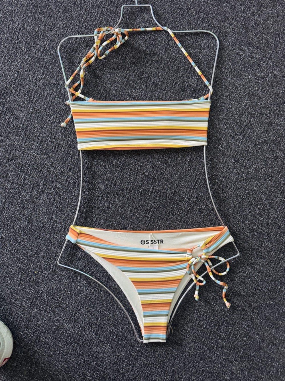 SISSTR Multicolor Stripe Bandeau Bikini Set